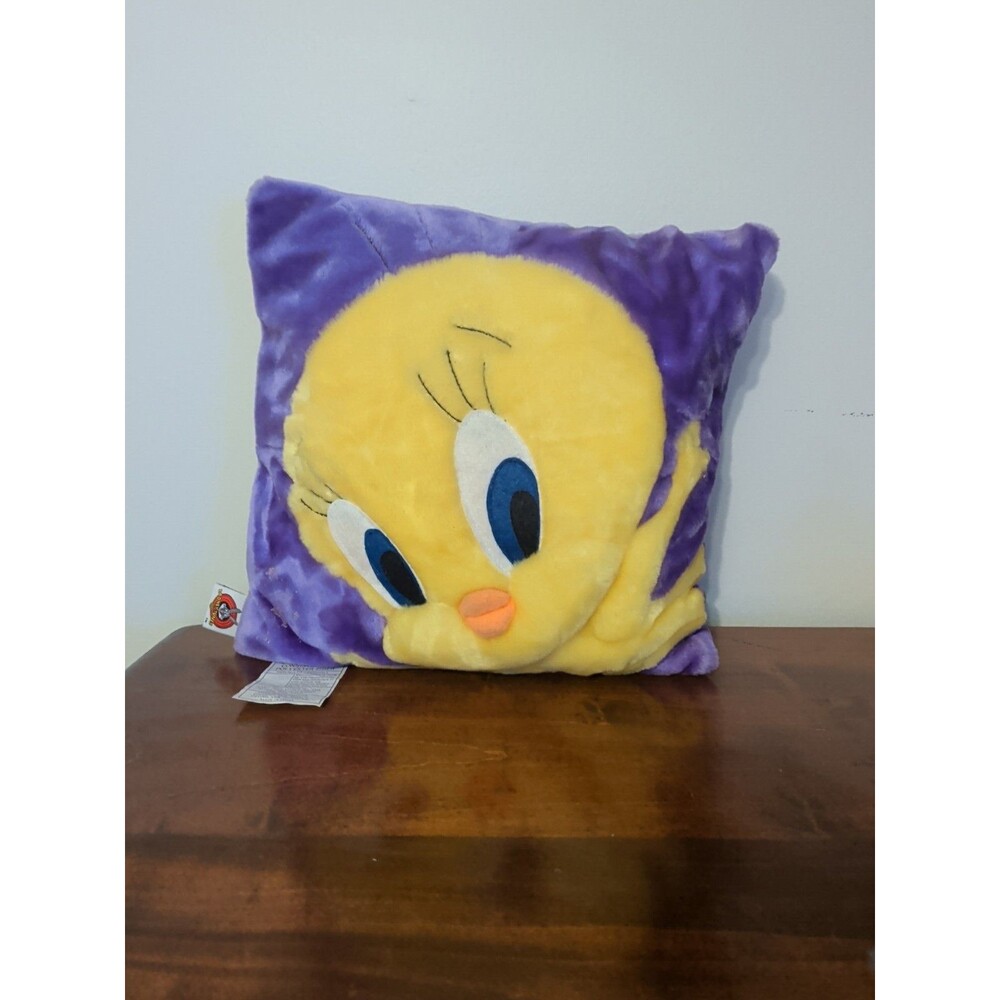 Tweety Bird Pillow Plush Purple Vtge 2000 Y2K Looney Tunes Warner Brothers RARE